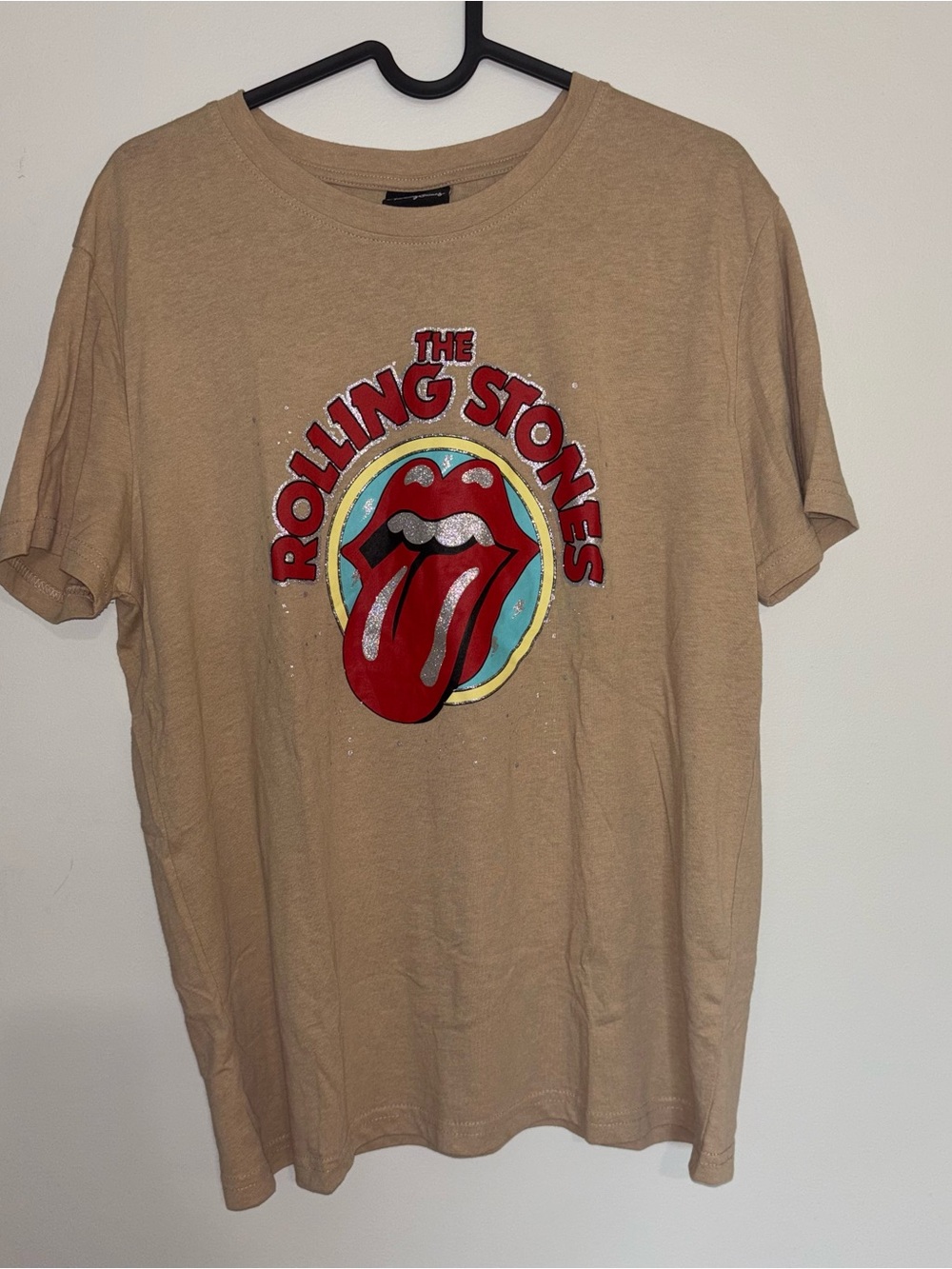 Rolling Stones Graphic Tee in Tan